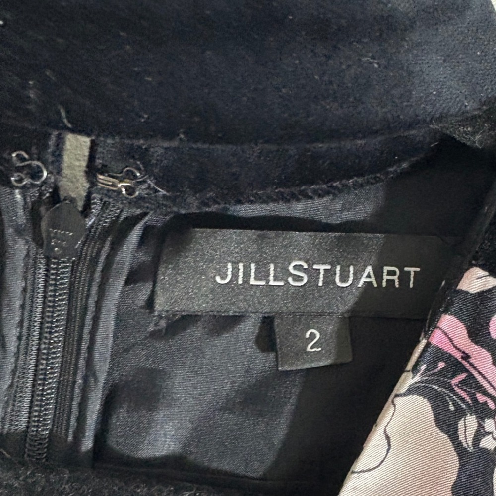 Jill Stuart Camilla Floral Print Mini Dress Velvet Trim and Cut Out Mock Neck  2 - Picture 10 of 10